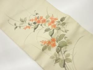絽手描き花々模様刺繍名古屋帯